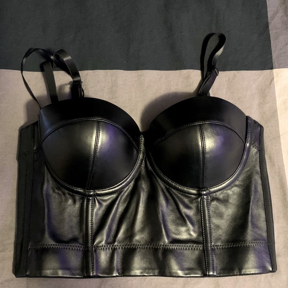 Faux Lather Bustier Corset Style Top